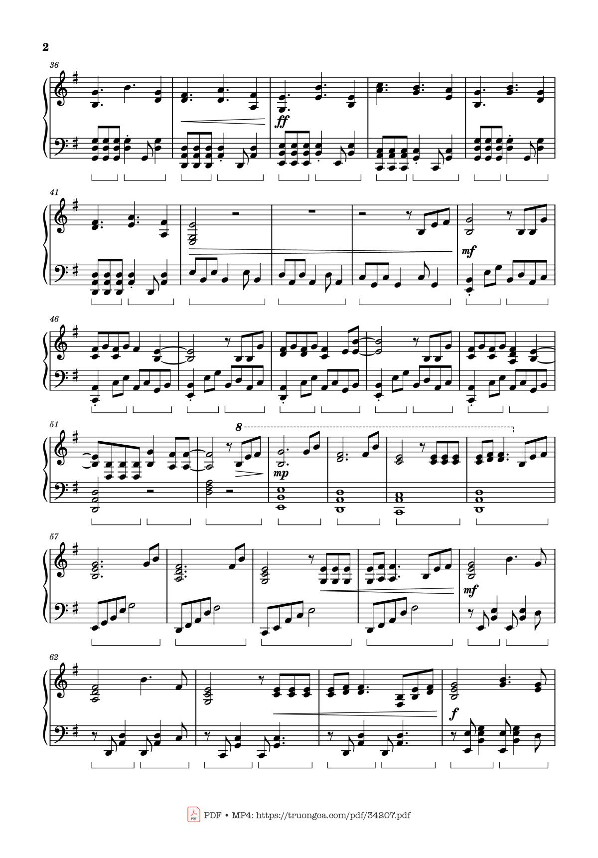 Page 2 of the piano sheet music PDF Piano – Man on the Moon, Piano Medley with Sorry by Car-Is-Ma