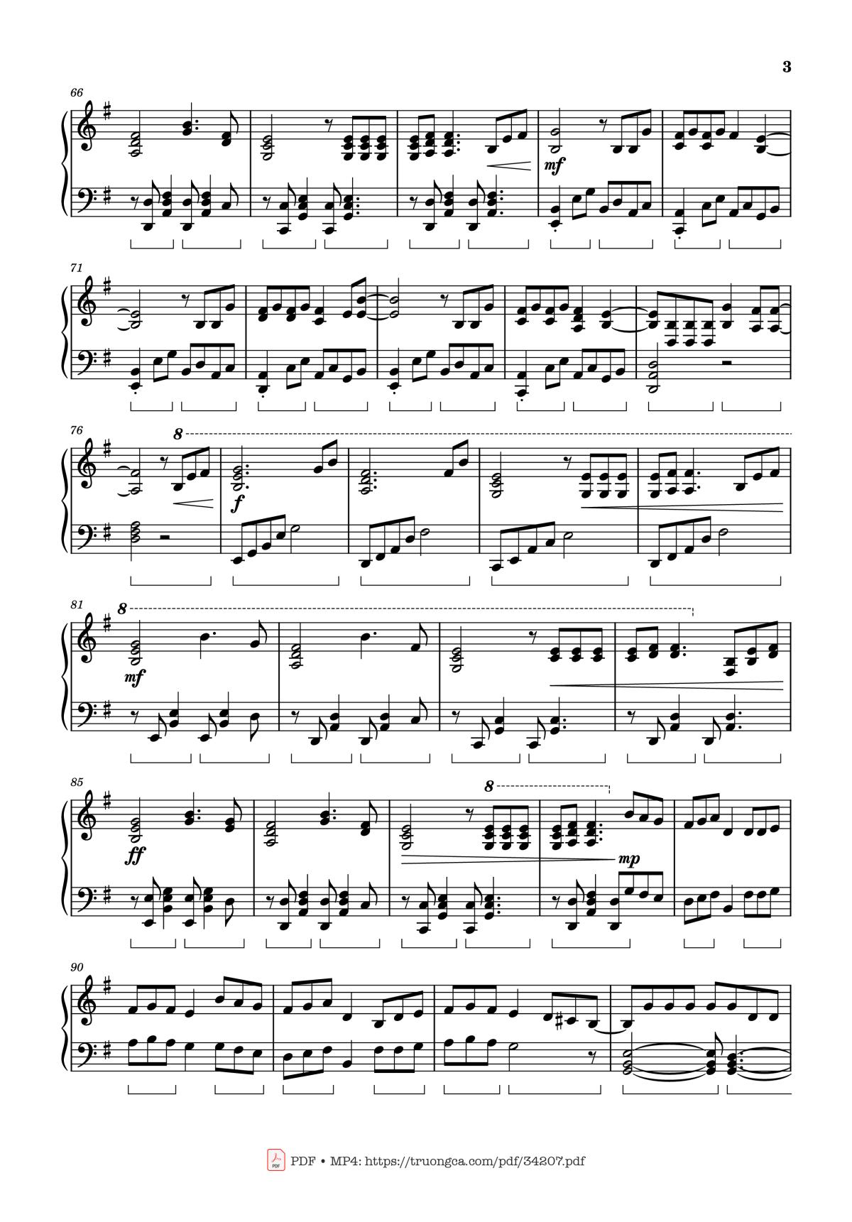 Page 3 of the piano sheet music PDF Piano – Man on the Moon, Piano Medley with Sorry by Car-Is-Ma