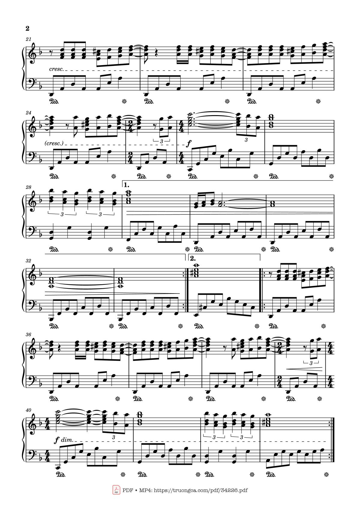 Page 2 of the piano sheet music PDF Piano – Woman in Love Piano by Robin Hugh Gibb