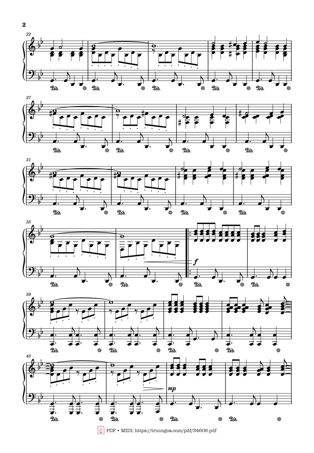 Page 2 of the piano sheet music PDF Piano – Million Roses (Миллион алых роз) Piano by Raimonds Pauls