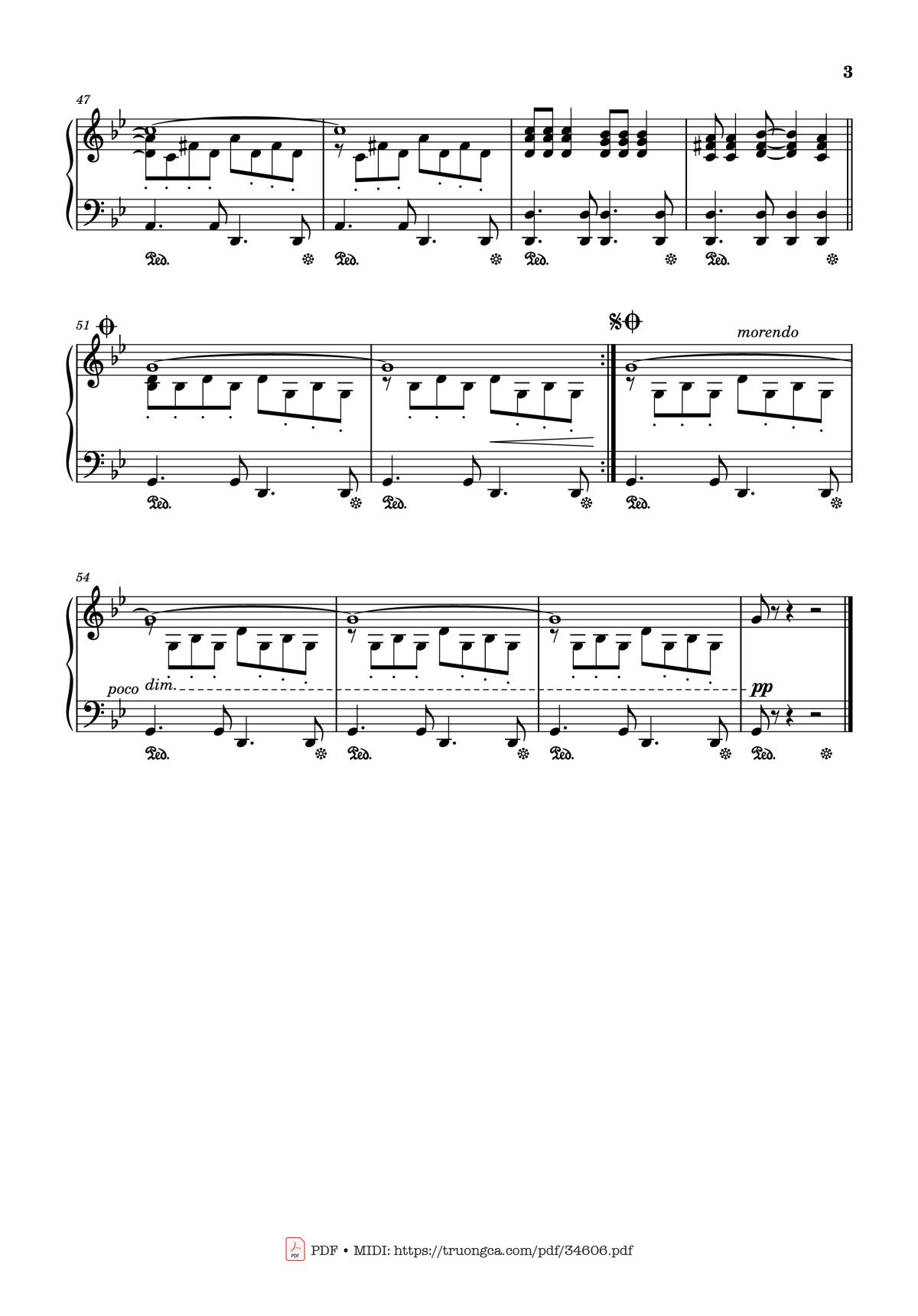 Page 3 of the piano sheet music PDF Piano – Million Roses (Миллион алых роз) Piano by Raimonds Pauls