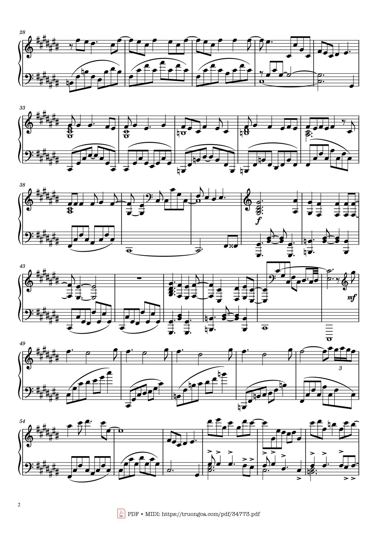 Page 2 of the piano sheet music PDF Piano – Sweet Child o