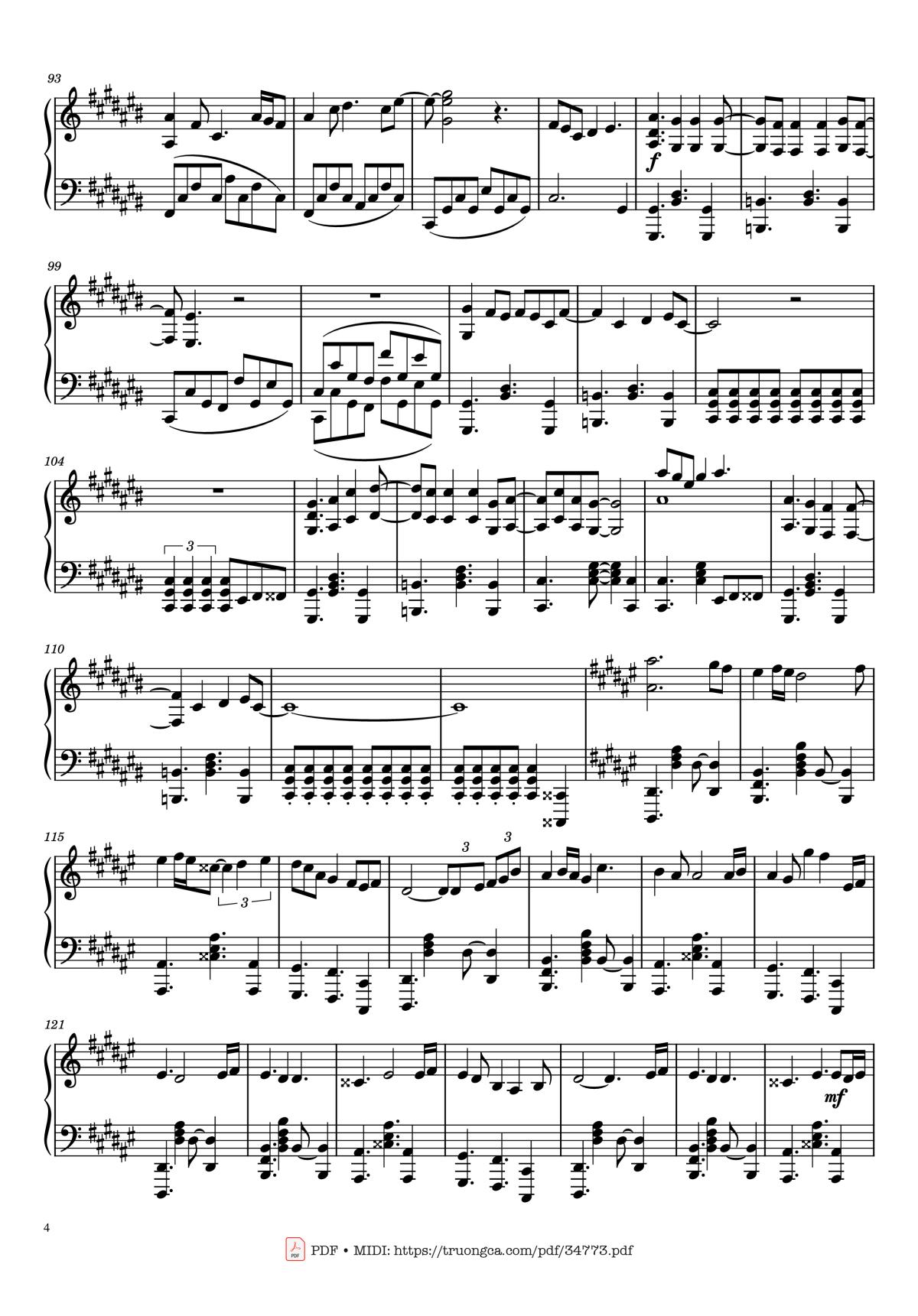 Page 4 of the piano sheet music PDF Piano – Sweet Child o