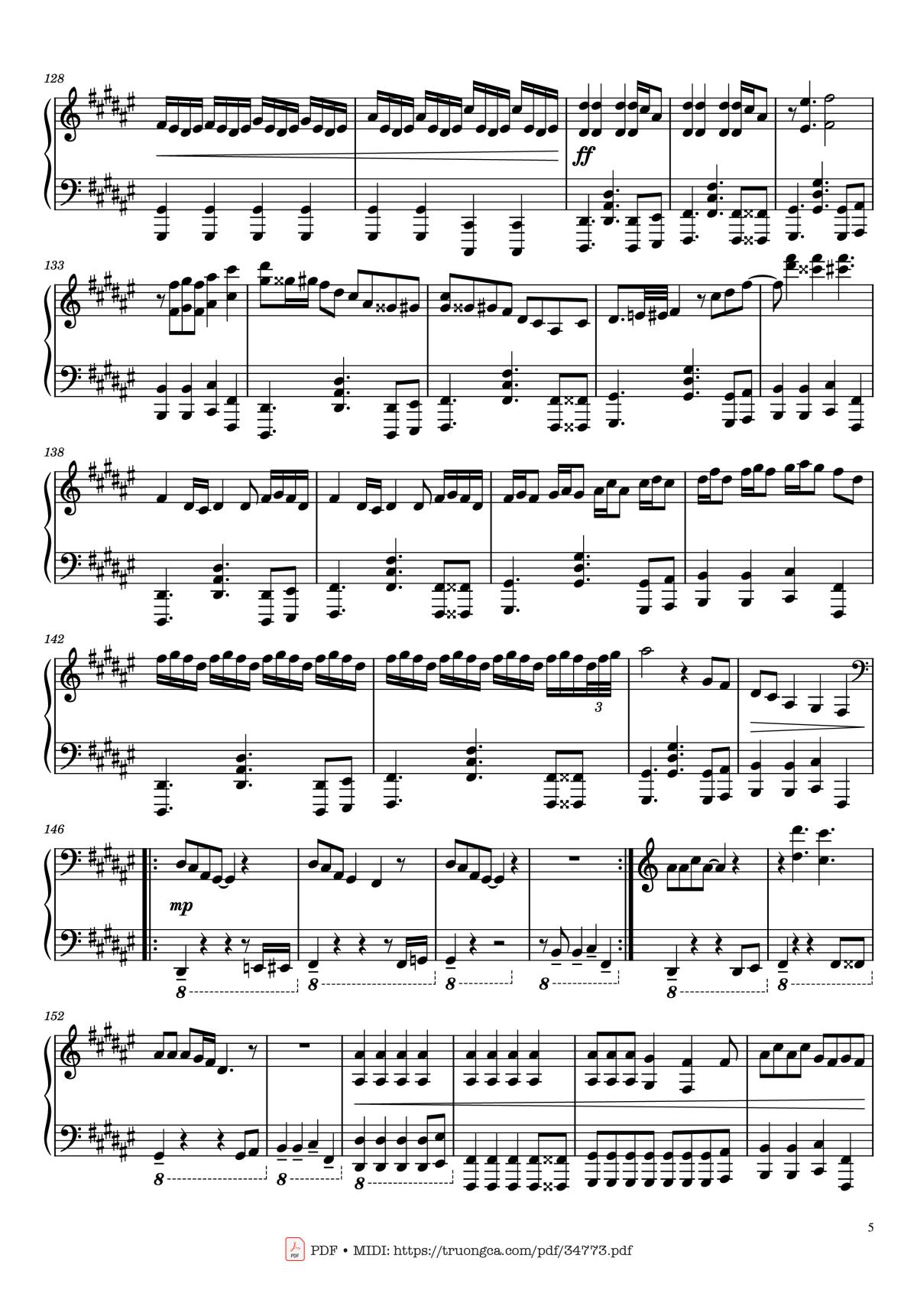 Page 5 of the piano sheet music PDF Piano – Sweet Child o