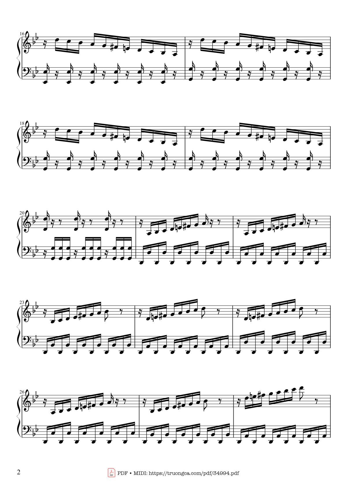 Page 2 of the piano sheet music PDF Piano – Summer - Vivaldi - Presto Piano by Antonio Vivaldi