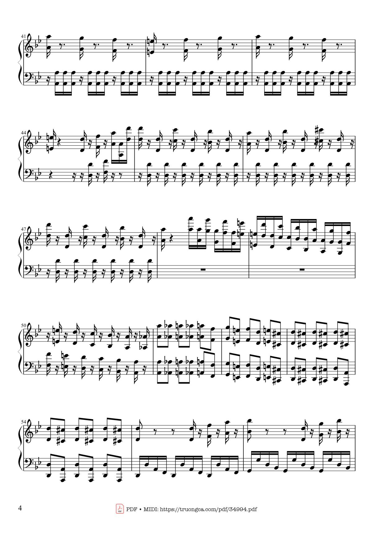 Page 4 of the piano sheet music PDF Piano – Summer - Vivaldi - Presto Piano by Antonio Vivaldi
