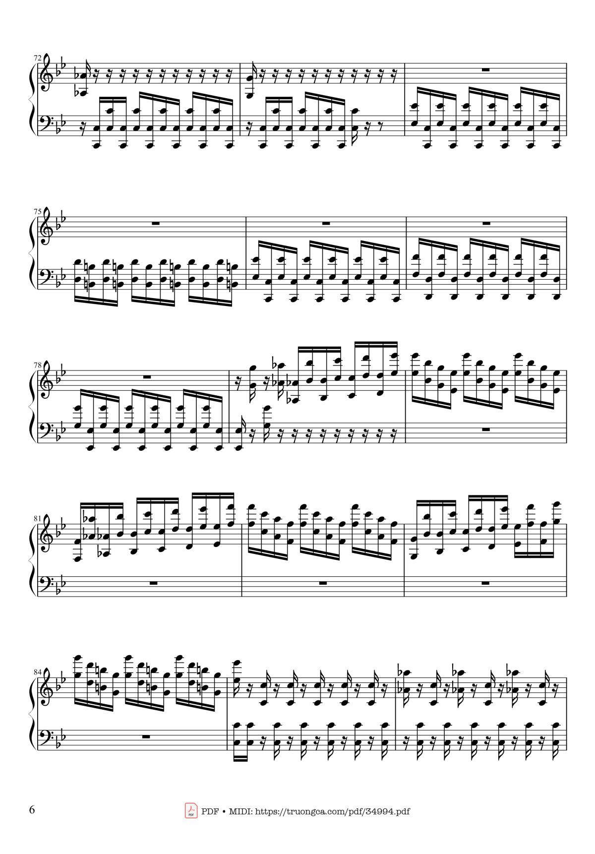 Page 6 of the piano sheet music PDF Piano – Summer - Vivaldi - Presto Piano by Antonio Vivaldi