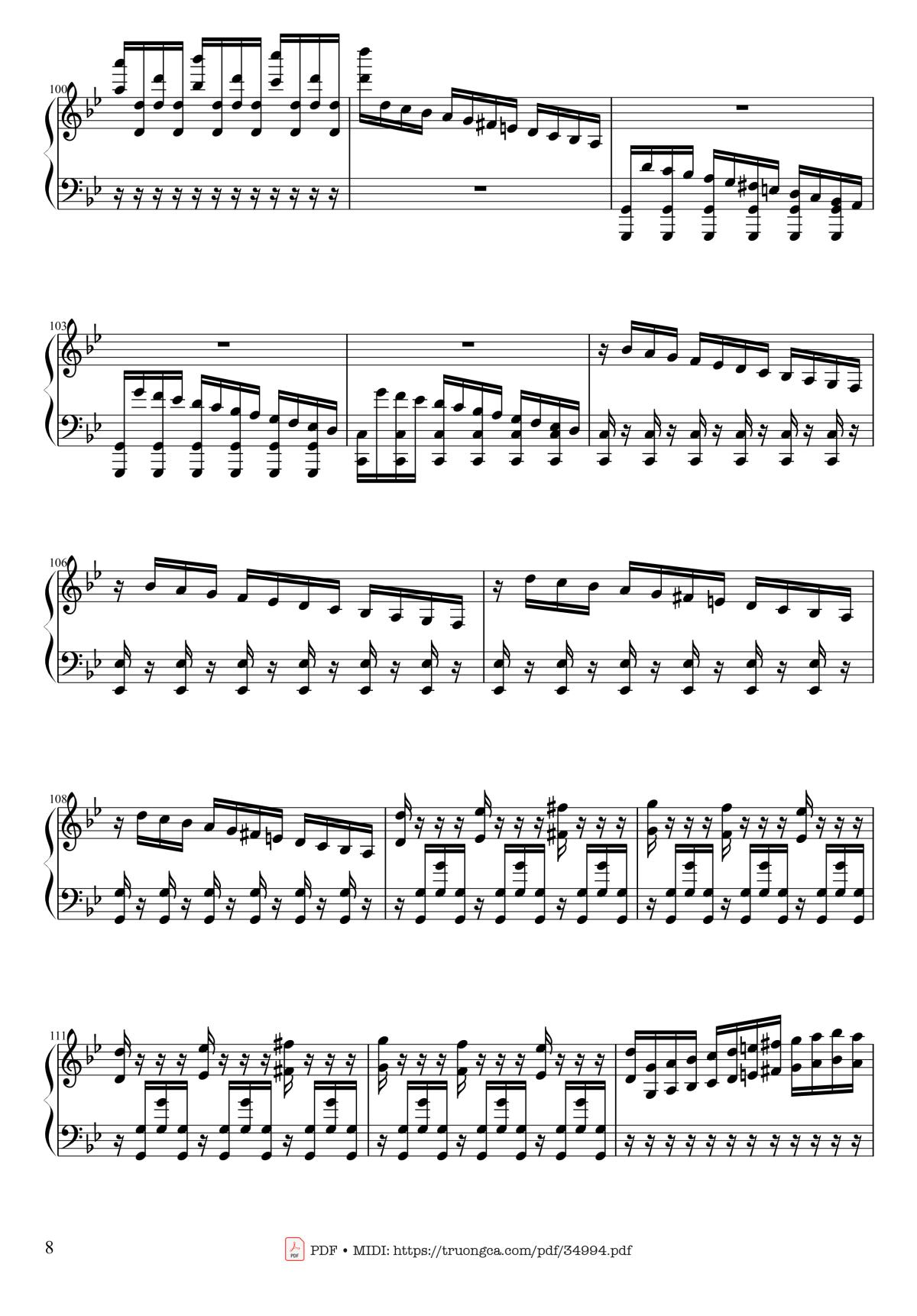 Page 8 of the piano sheet music PDF Piano – Summer - Vivaldi - Presto Piano by Antonio Vivaldi