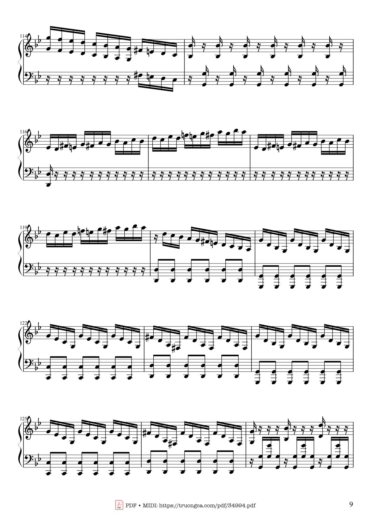 Page 9 of the piano sheet music PDF Piano – Summer - Vivaldi - Presto Piano by Antonio Vivaldi