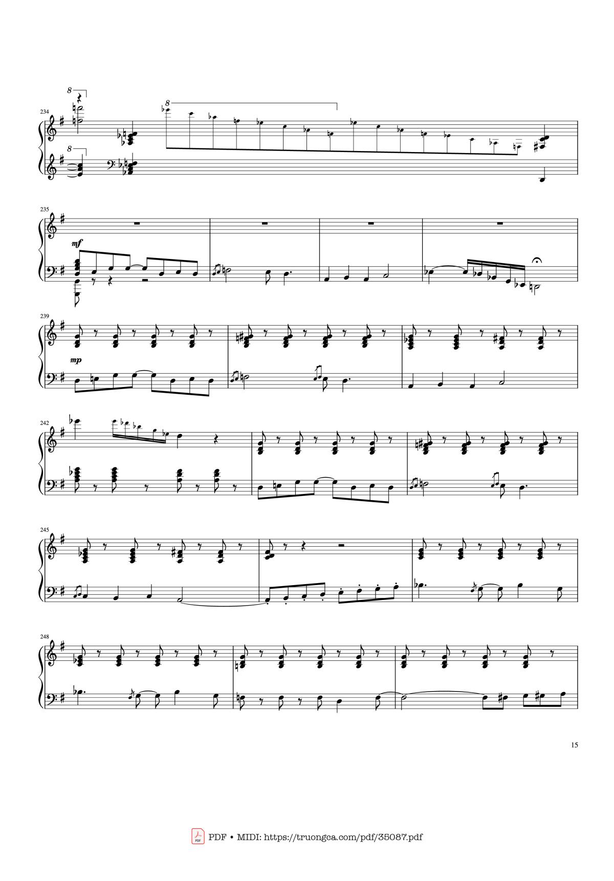 Page 15 of the piano sheet music PDF Piano – Rhapsody in Blue Piano by George Gershwin