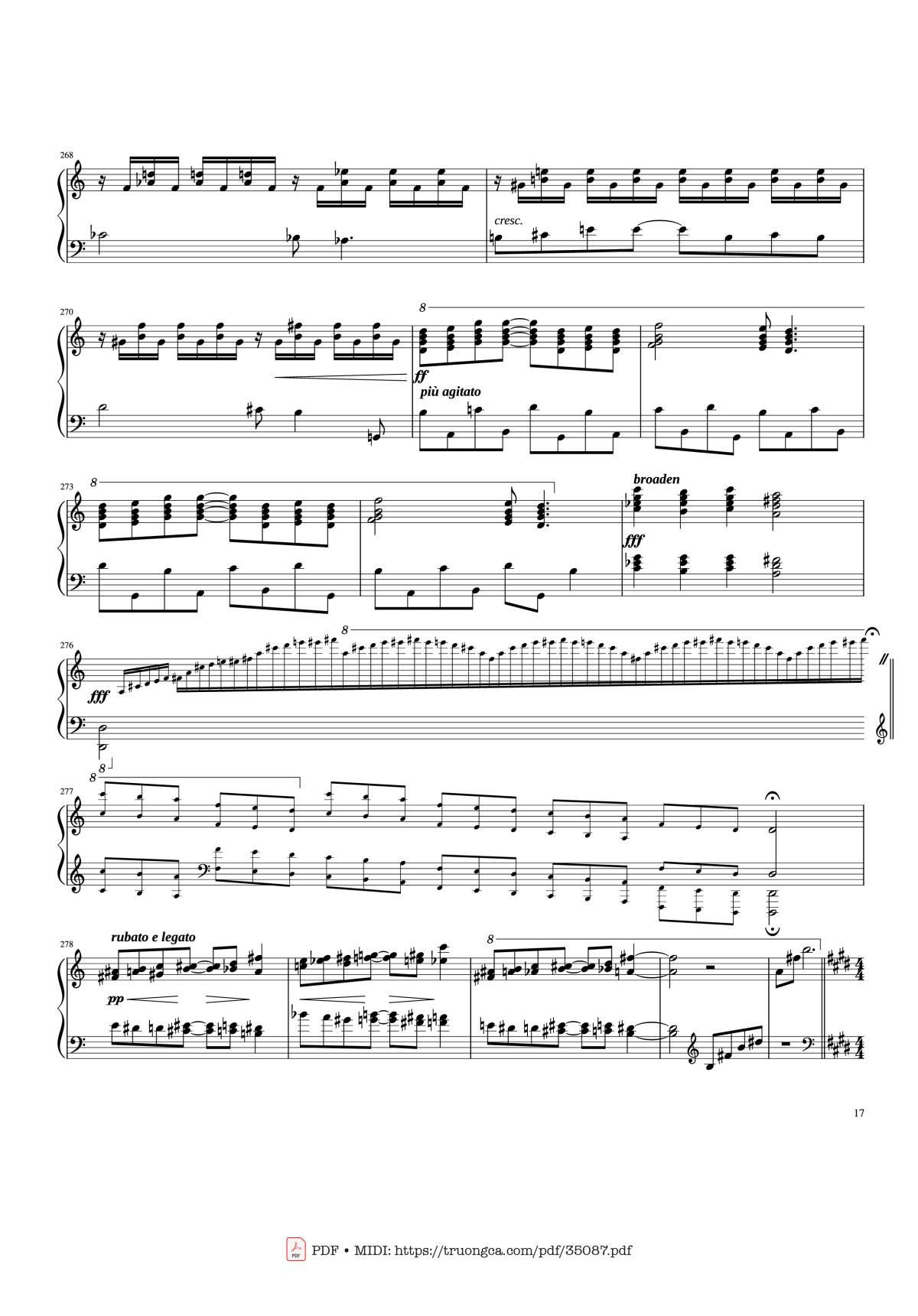 Page 17 of the piano sheet music PDF Piano – Rhapsody in Blue Piano by George Gershwin