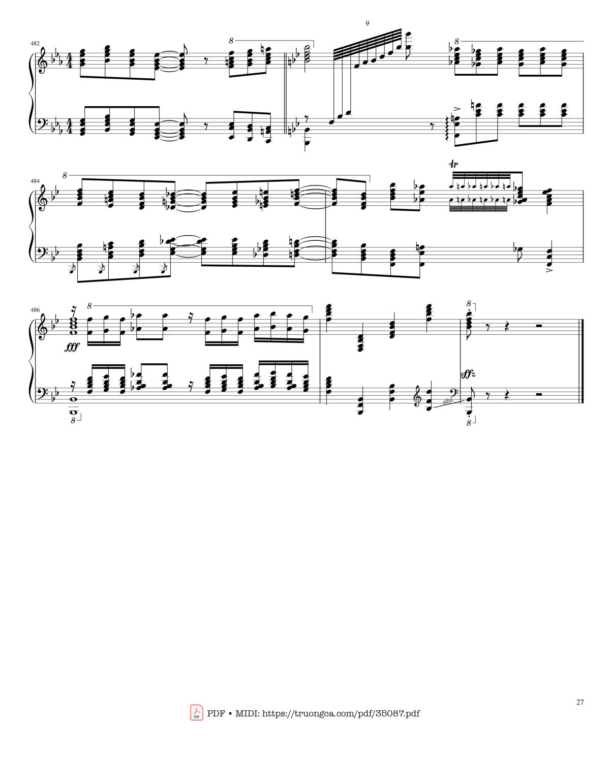 Page 27 of the piano sheet music PDF Piano – Rhapsody in Blue Piano by George Gershwin