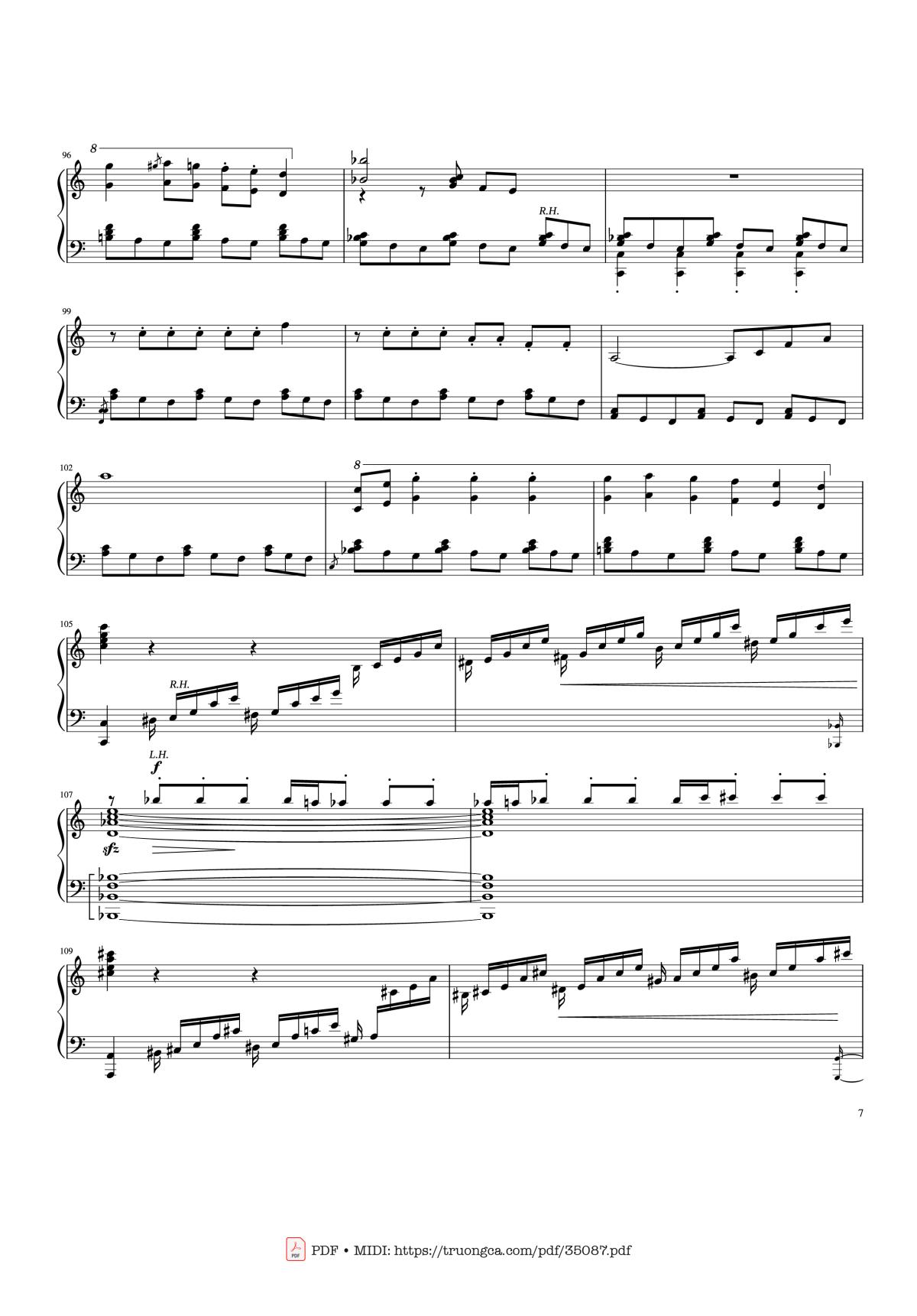 Page 7 of the piano sheet music PDF Piano – Rhapsody in Blue Piano by George Gershwin