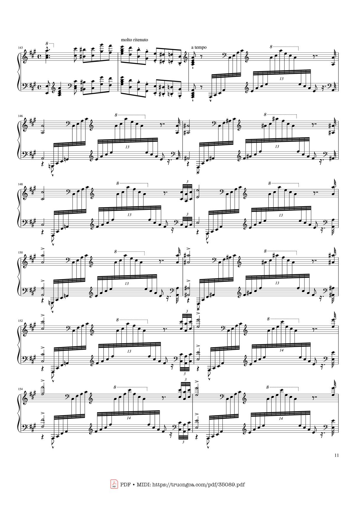 Page 11 of the piano sheet music PDF Piano – Hymne à Sainte Cécile Piano Solo by Franz Liszt