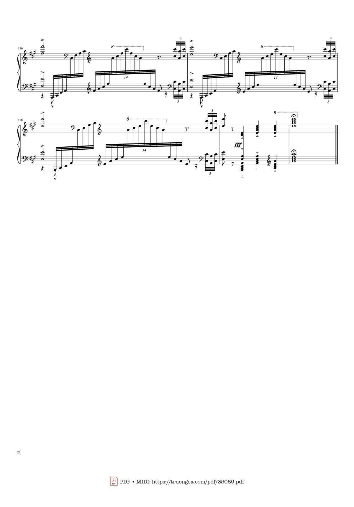 Page 12 of the piano sheet music PDF Piano – Hymne à Sainte Cécile Piano Solo by Franz Liszt