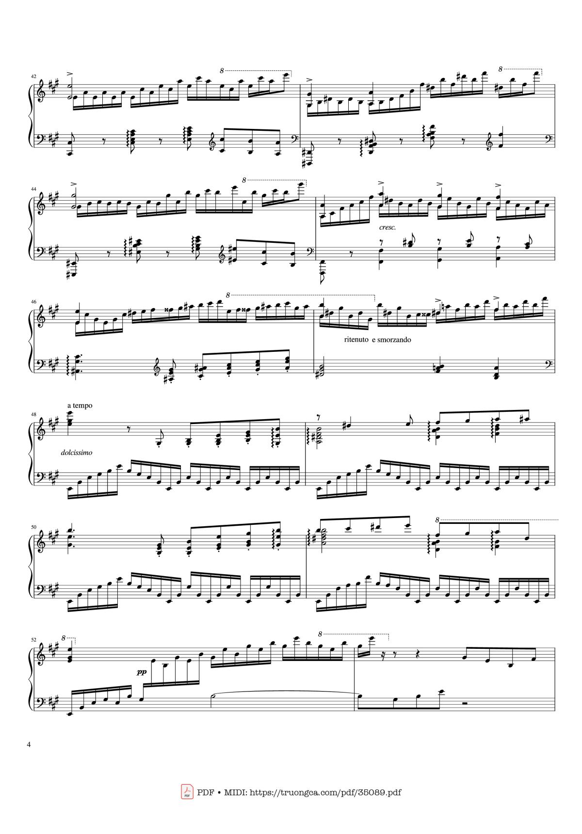 Page 4 of the piano sheet music PDF Piano – Hymne à Sainte Cécile Piano Solo by Franz Liszt