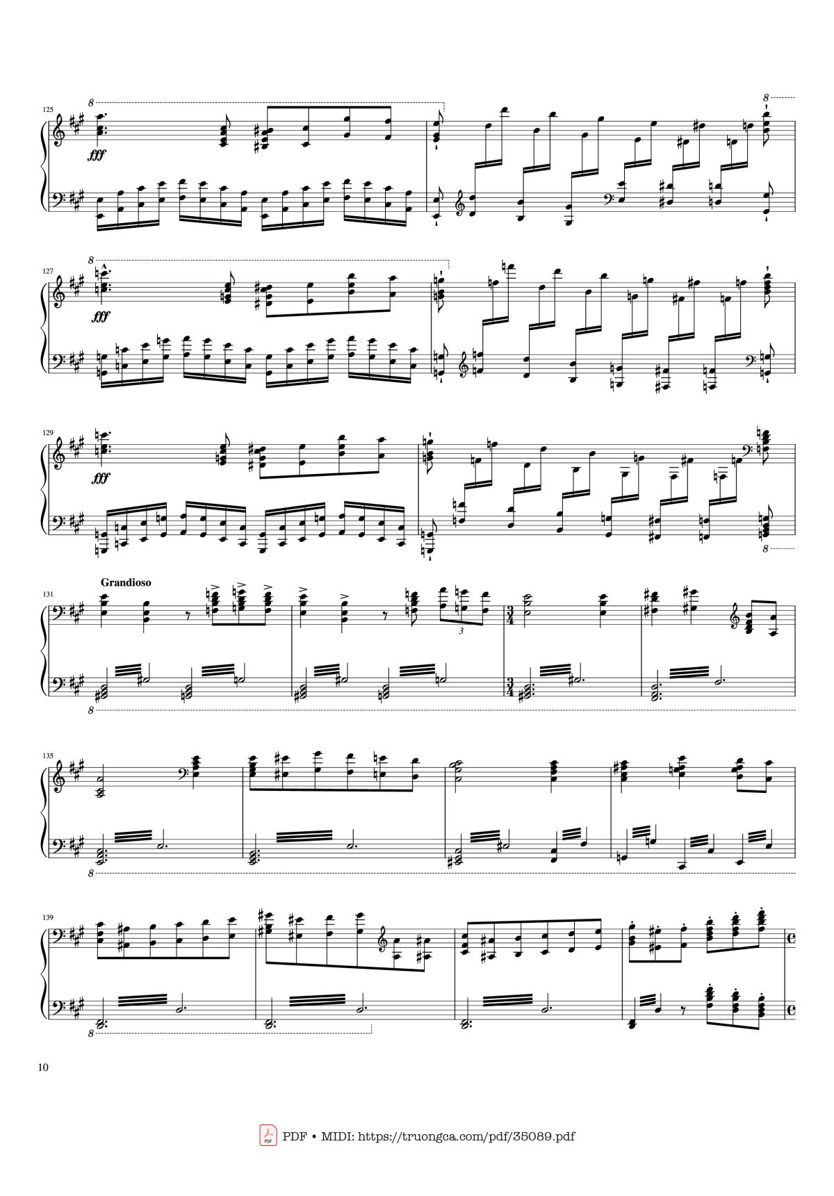 Page 10 of the piano sheet music PDF Piano – Hymne à Sainte Cécile Piano Solo by Franz Liszt